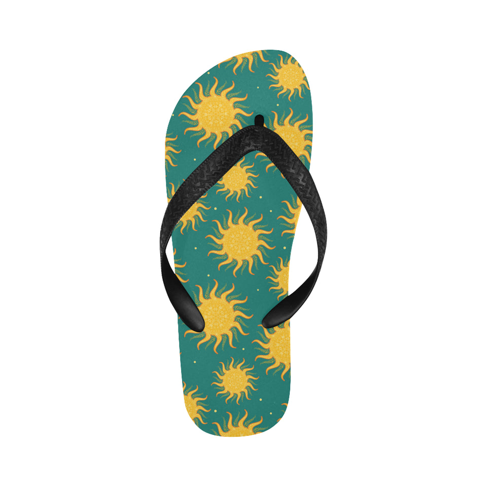 Sun green background Unisex Flip Flops