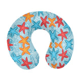 Blue red orange starfish pattern U-Shaped Travel Neck Pillow