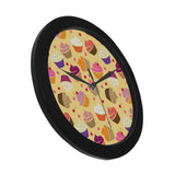 cake cupcake heart cherry pattern Elegant Black Wall Clock