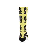 Cute ninja yellow background Crew Socks