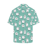 Cute sheep green background Men's All Over Print Hawaiian Shirt