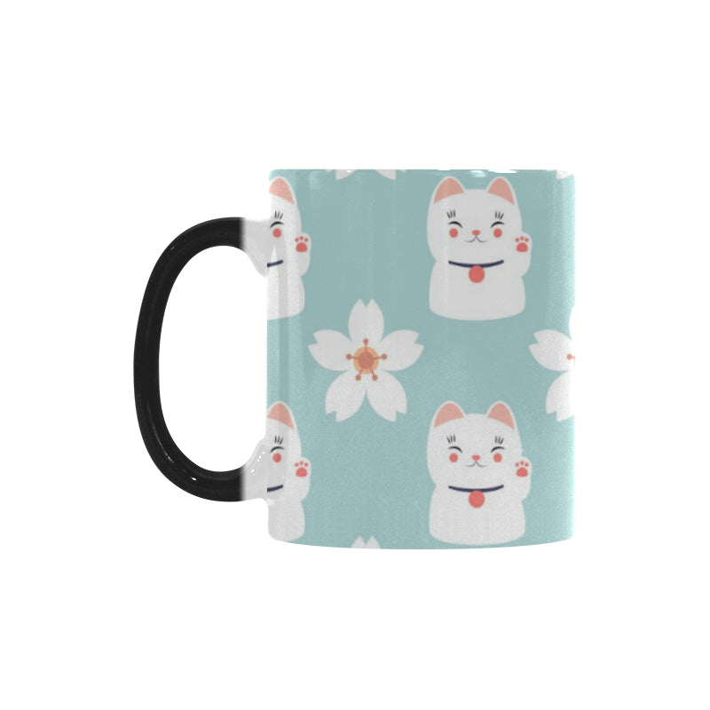 Maneki neko cat sakura Morphing Mug Heat Changing Mug