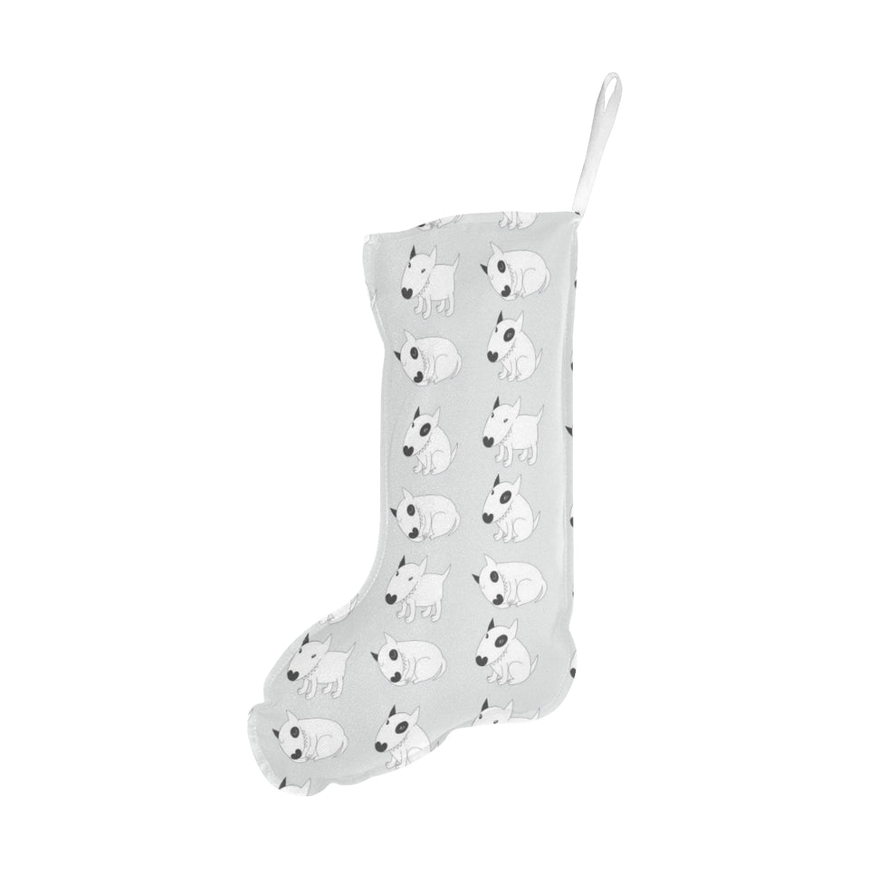 Bull Terrier Pattern Print Design 01 Christmas Stocking