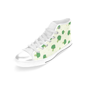 Broccoli pattern Women's High Top Canvas Shoes White