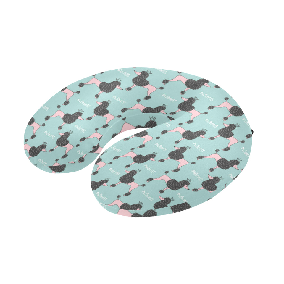 poodle dog green background U-Shaped Travel Neck Pillow