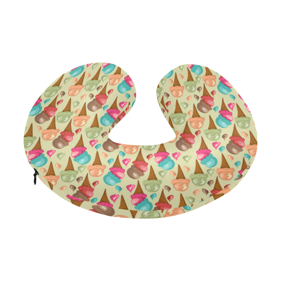 Colorful ice cream pattern U-Shaped Travel Neck Pillow