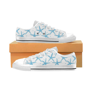 Watercolor starfish pattern Men's Low Top Shoes White