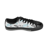 Cute dolphins Childish Style pattern Men's Low Top Canvas Shoes Black