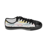 Whale dot pattern Women's Low Top Canvas Shoes Black