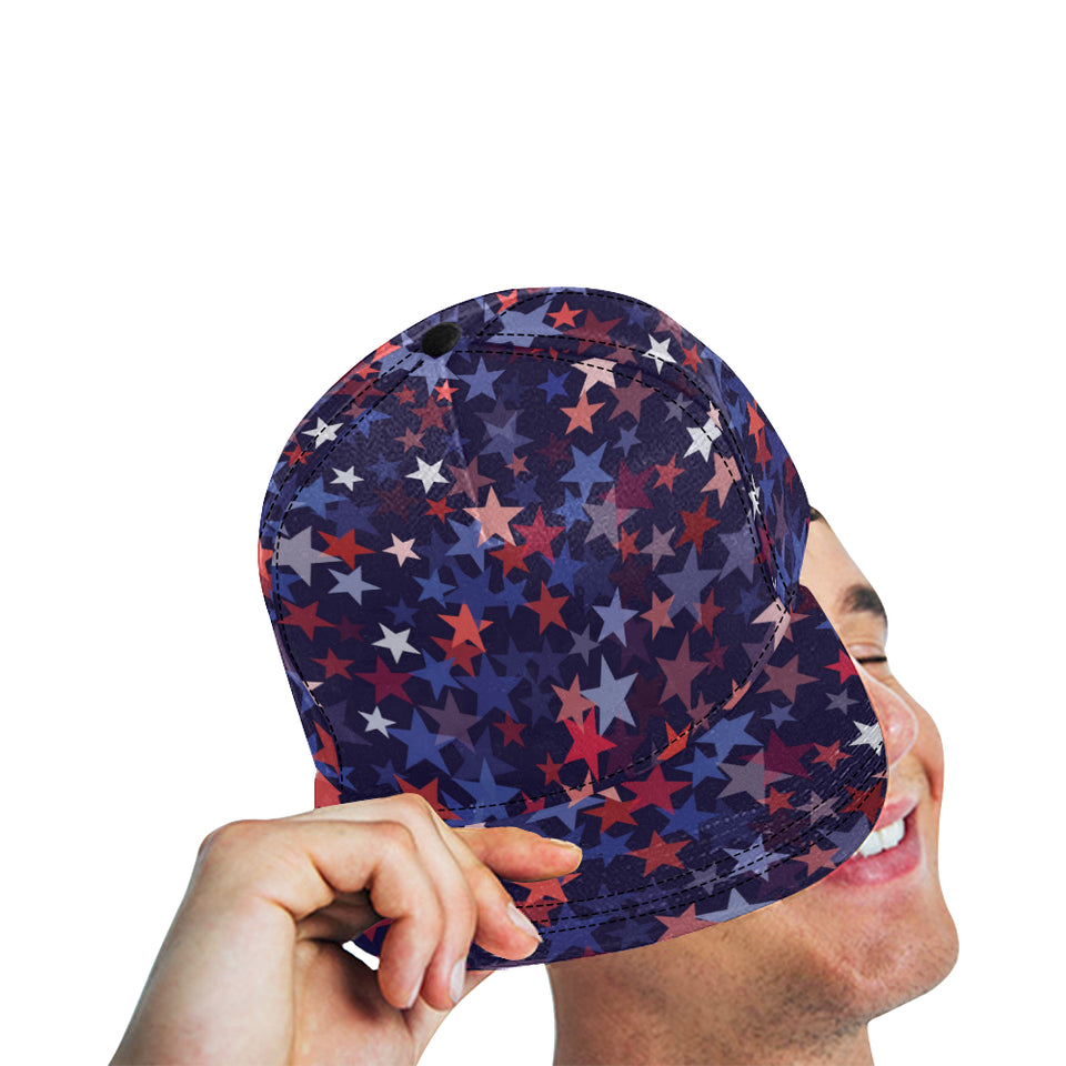 Red blue star pattern All Over Print Snapback Cap