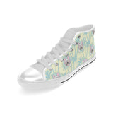 French bulldog hawaii blackground Men's High Top Canvas Shoes White