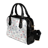 Airplane cloud grey background Shoulder Handbag
