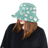 Cute sheep green background Unisex Bucket Hat