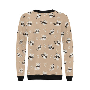 Cute raccoon heart pattern Women's Crew Neck Sweatshirt