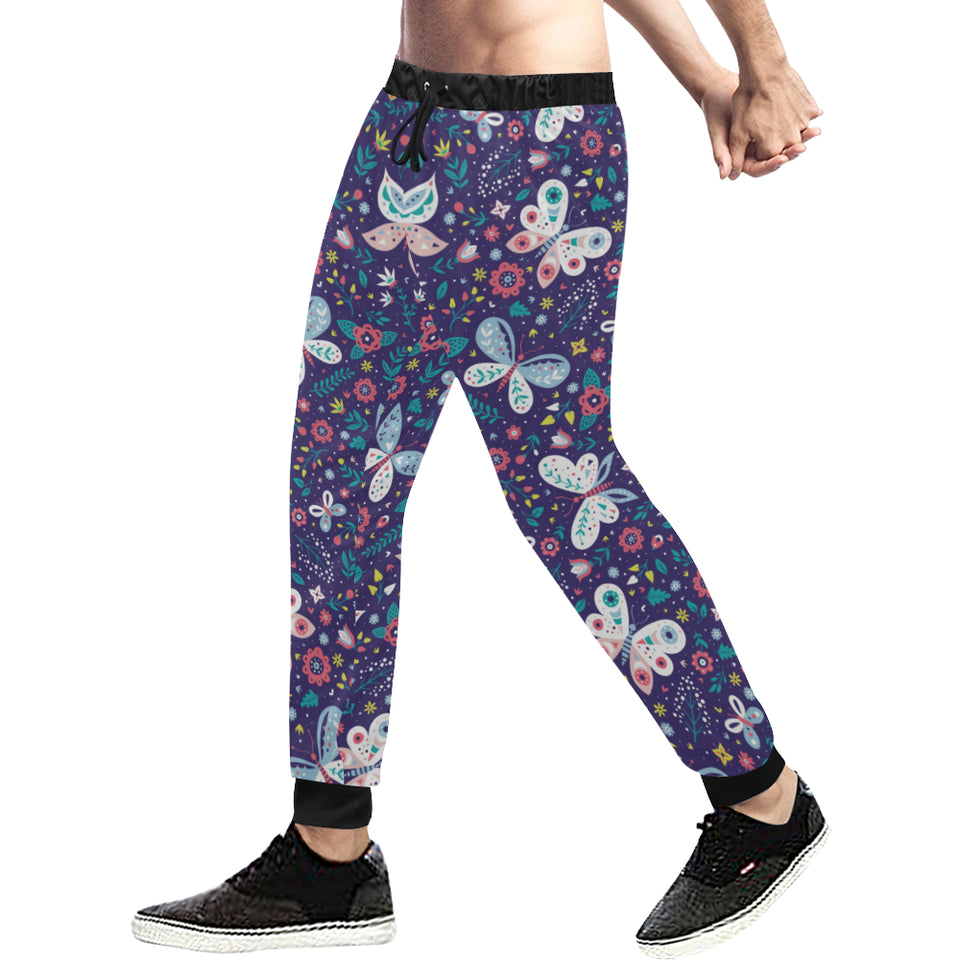 Colorful butterfly flower pattern.eps Unisex Casual Sweatpants