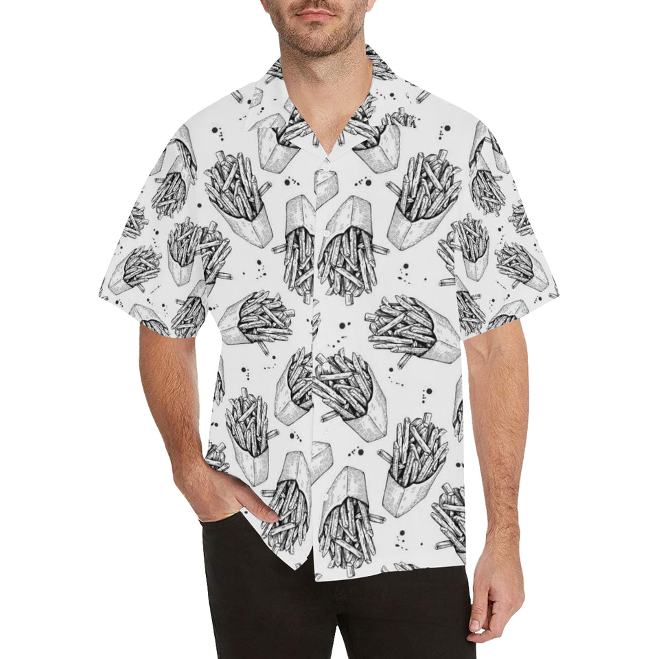 Hand drawn french fries pattern Men's All Over Print Hawaiian Shirt