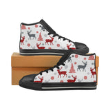Deer tree snowflakes chrismas pattern Women's High Top Canvas Shoes Black
