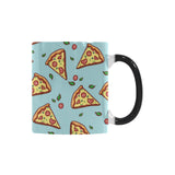 Hand drawn pizza blue background Morphing Mug Heat Changing Mug