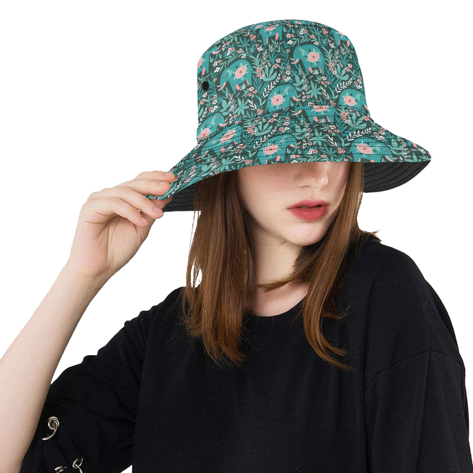 Elephants jungle pattern Unisex Bucket Hat