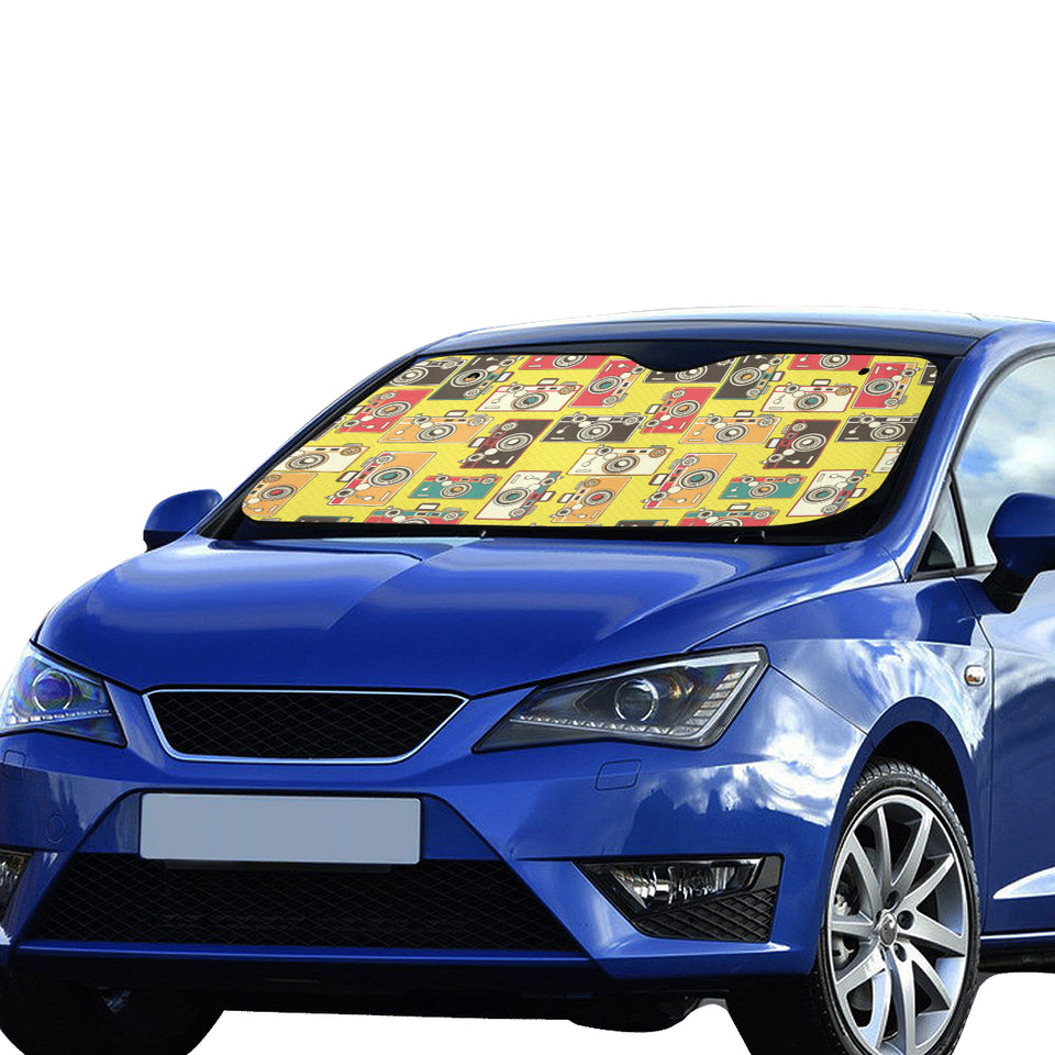 Camera Pattern Print Design 02 Car Sun Shade
