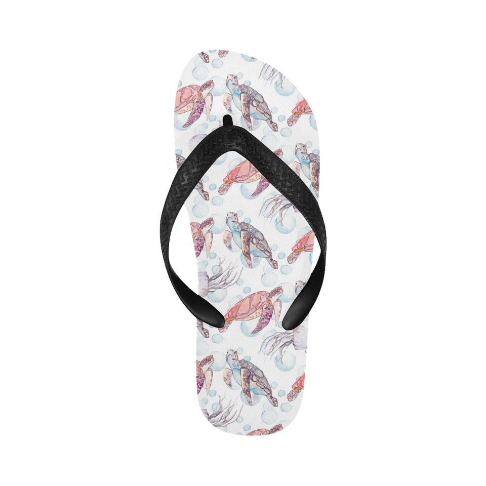 Watercolor sea turtle jellyfish pattern Unisex Flip Flops