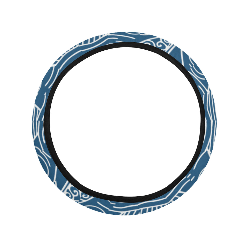 Hand drawn sailboat pattern Car Steering Wheel Cover