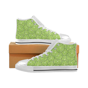 Slices of Lime pattern Women's High Top Canvas Shoes White