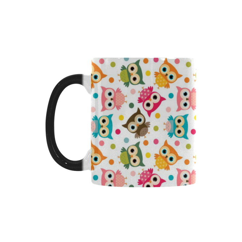 Color cute owl pattern Morphing Mug Heat Changing Mug
