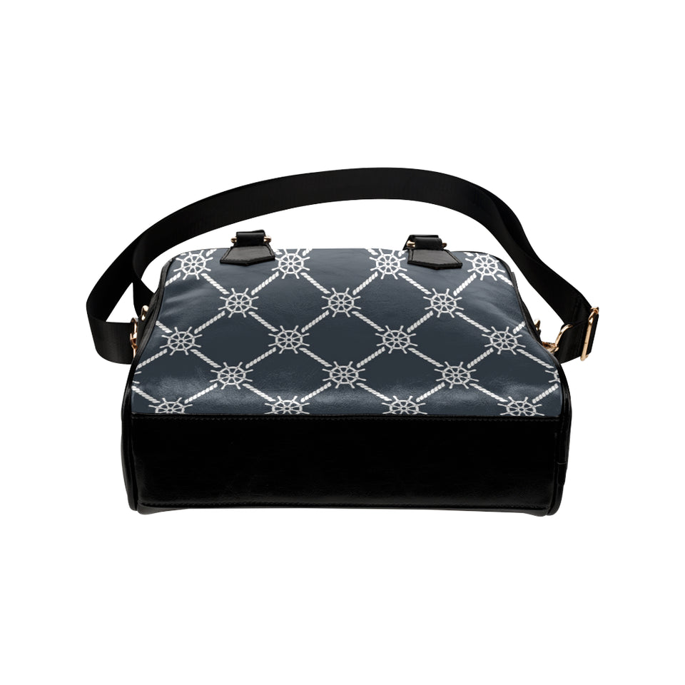 nautical steering wheel rope pattern Shoulder Handbag