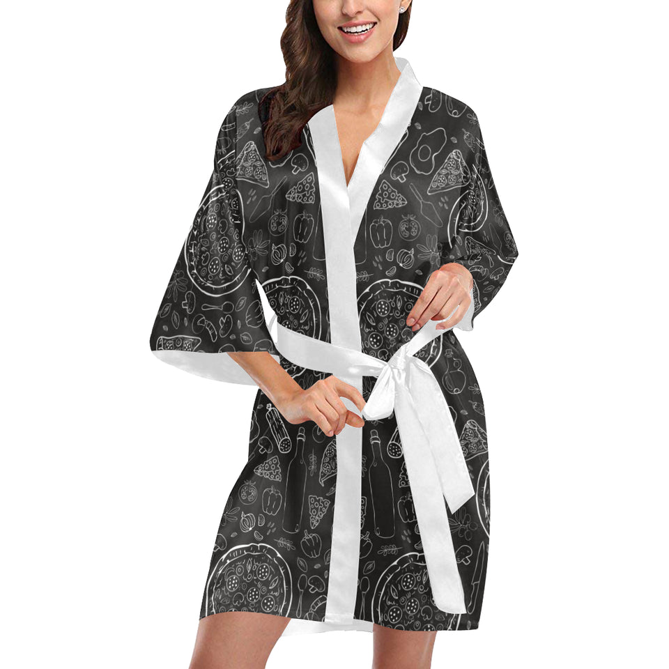 Pizza pattern Women's Short Kimono Robe