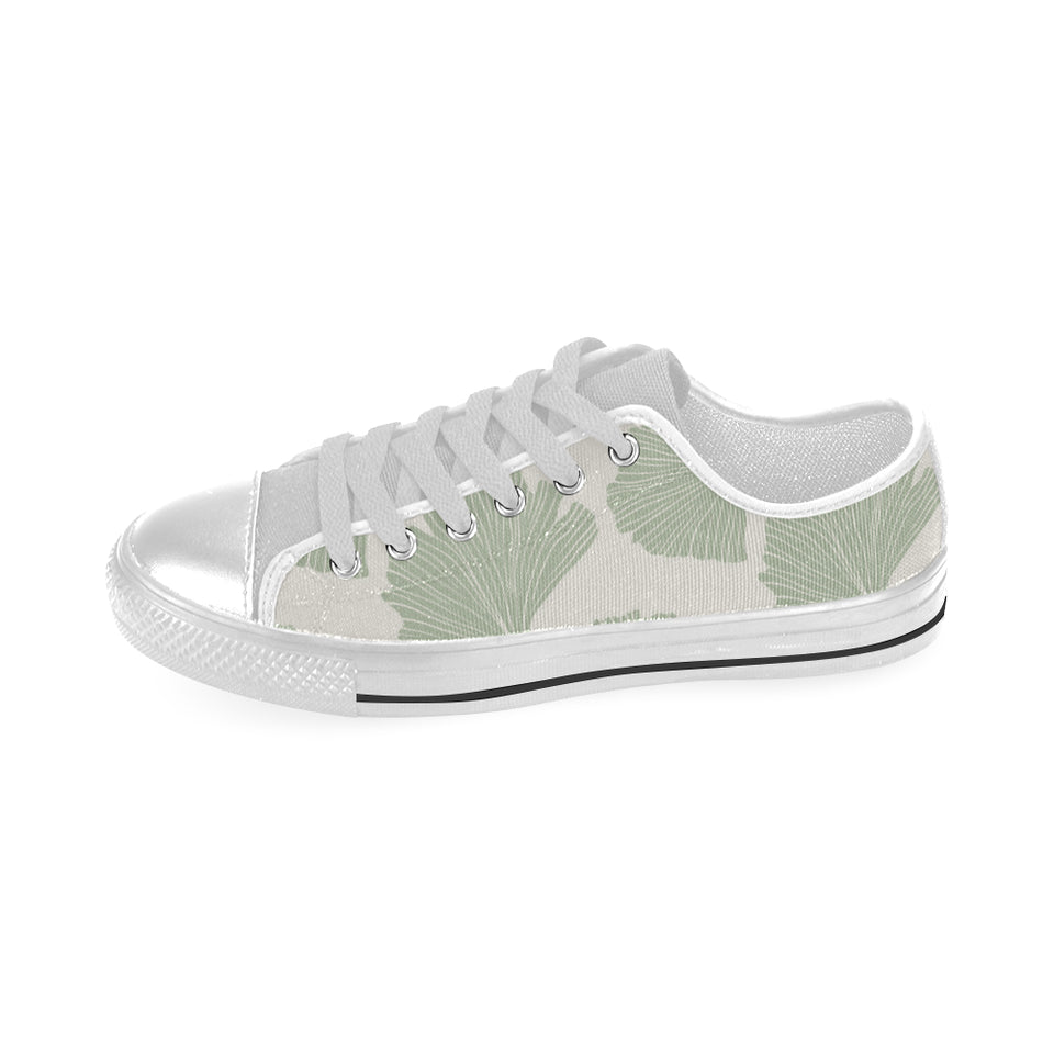 Ginkgo leaves pattern Men's Low Top Shoes White