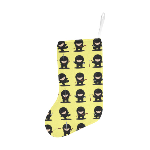 Cute ninja yellow background Christmas Stocking