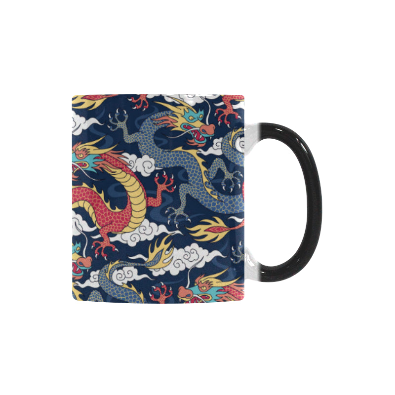 Blue red dragon cloud pattern Morphing Mug Heat Changing Mug