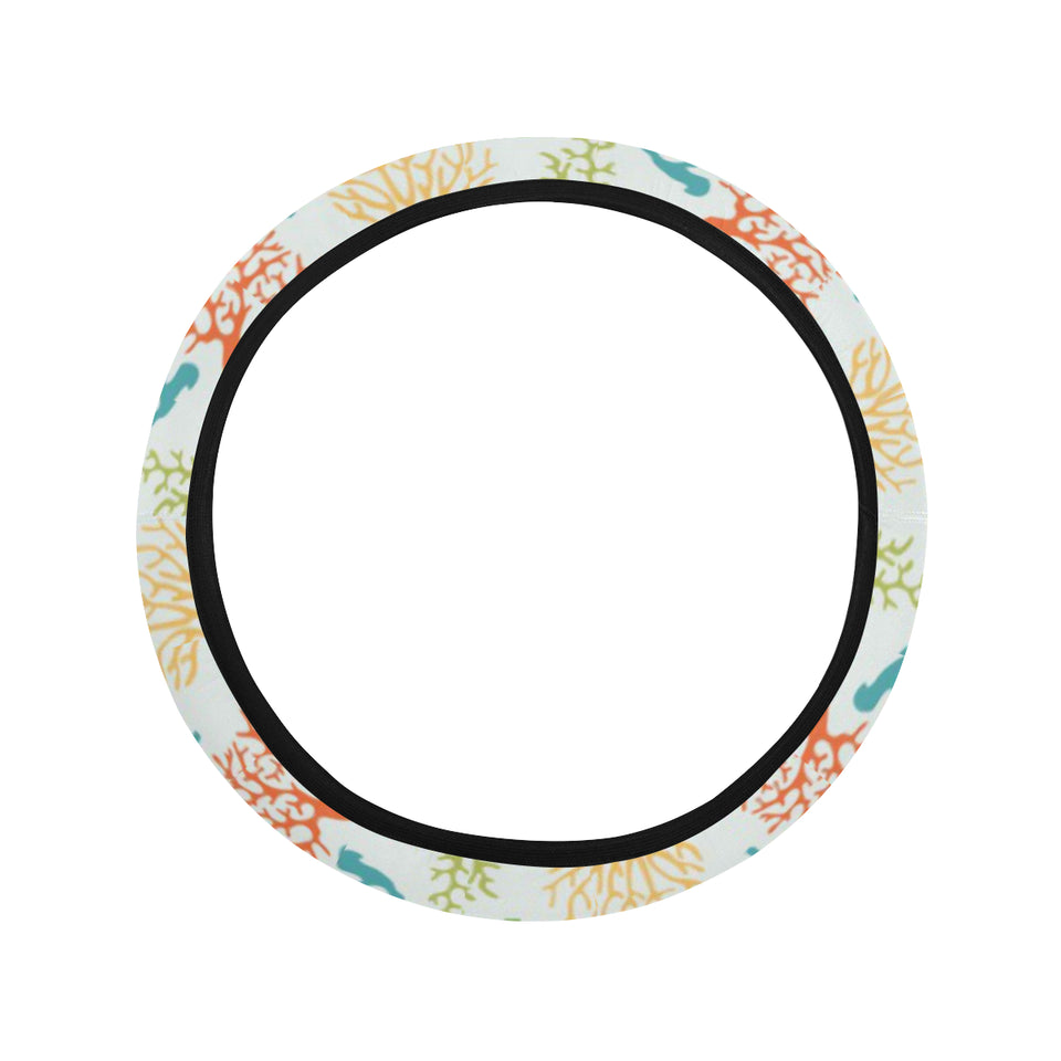 Coral Reef Pattern Print Design 02 Car Steering Wheel Cover