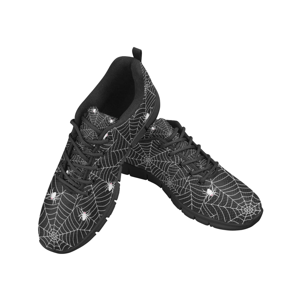 Spider web design pattern Black background white c Men's Sneaker Shoes
