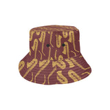 Hand drawn gold saxophone red background Unisex Bucket Hat