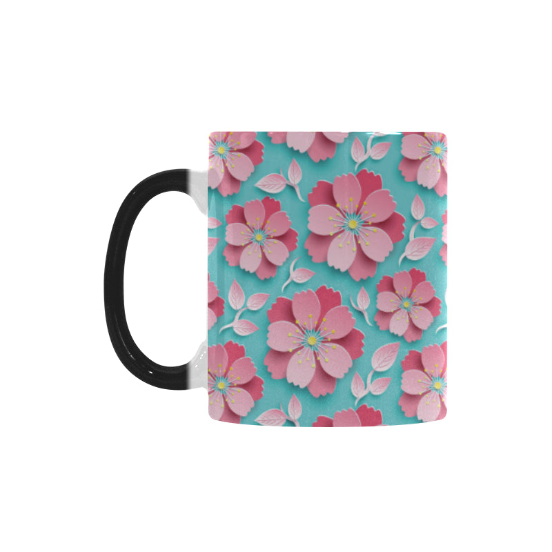 3D sakura cherry blossom pattern Morphing Mug Heat Changing Mug