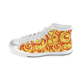 Fire flame design pattern Women's High Top Canvas Shoes White