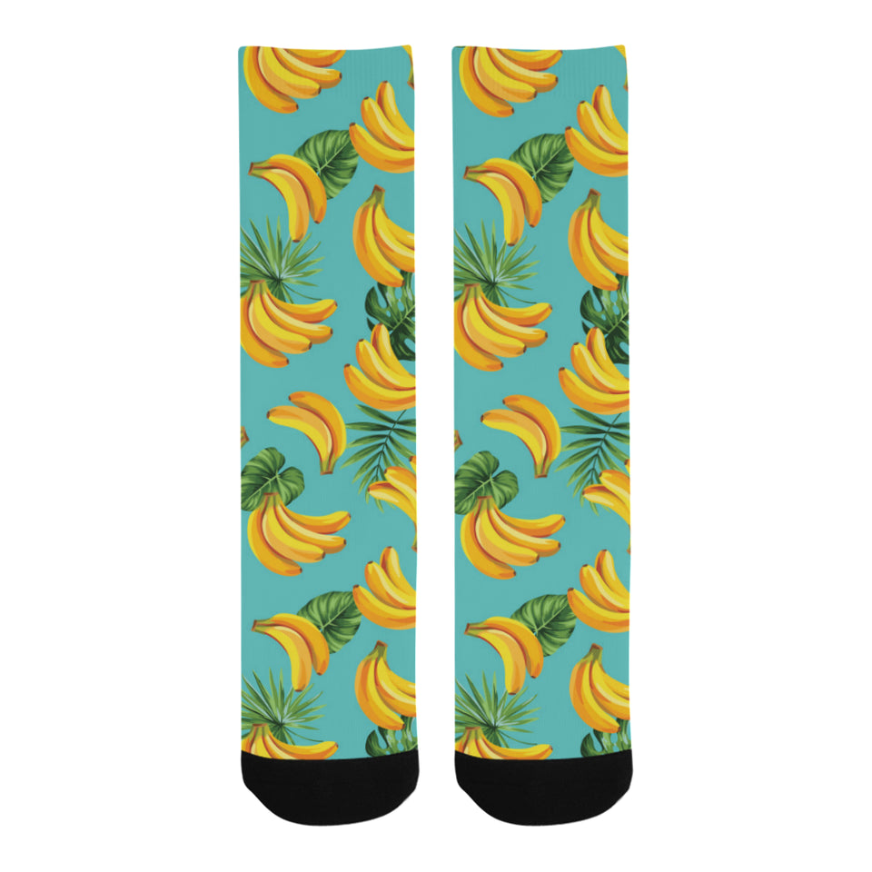 Banana Palm Leaves pattern background Crew Socks