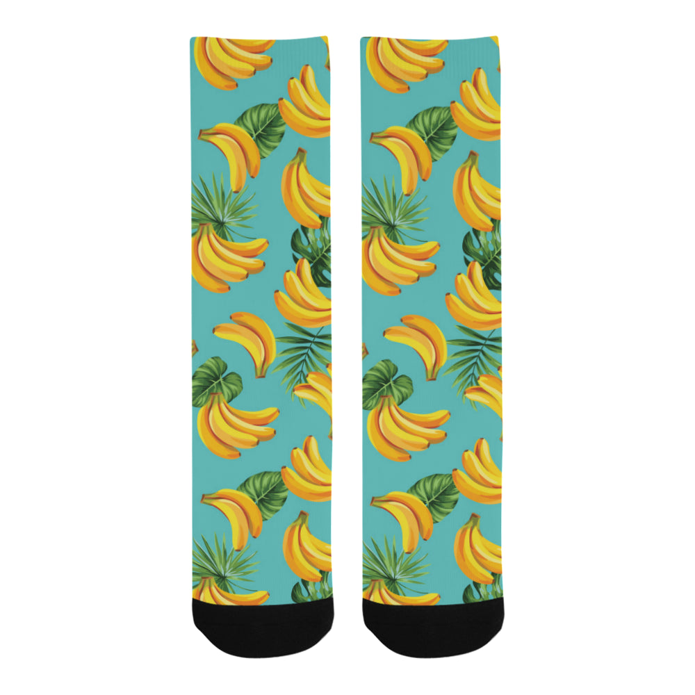 Banana Palm Leaves pattern background Crew Socks