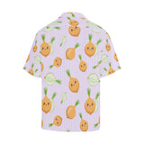 cute onions smiling faces purple background Men's All Over Print Hawaiian Shirt