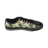 heliconia pattern Men's Low Top Canvas Shoes Black