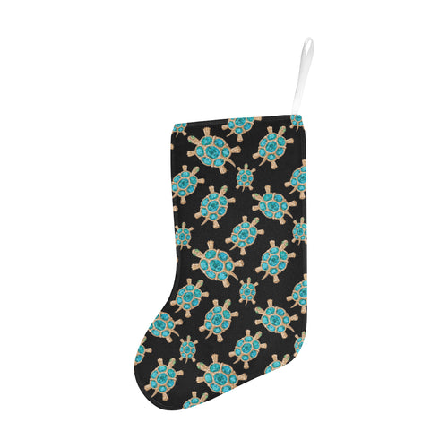 Sea turtle blue stone pattern Christmas Stocking