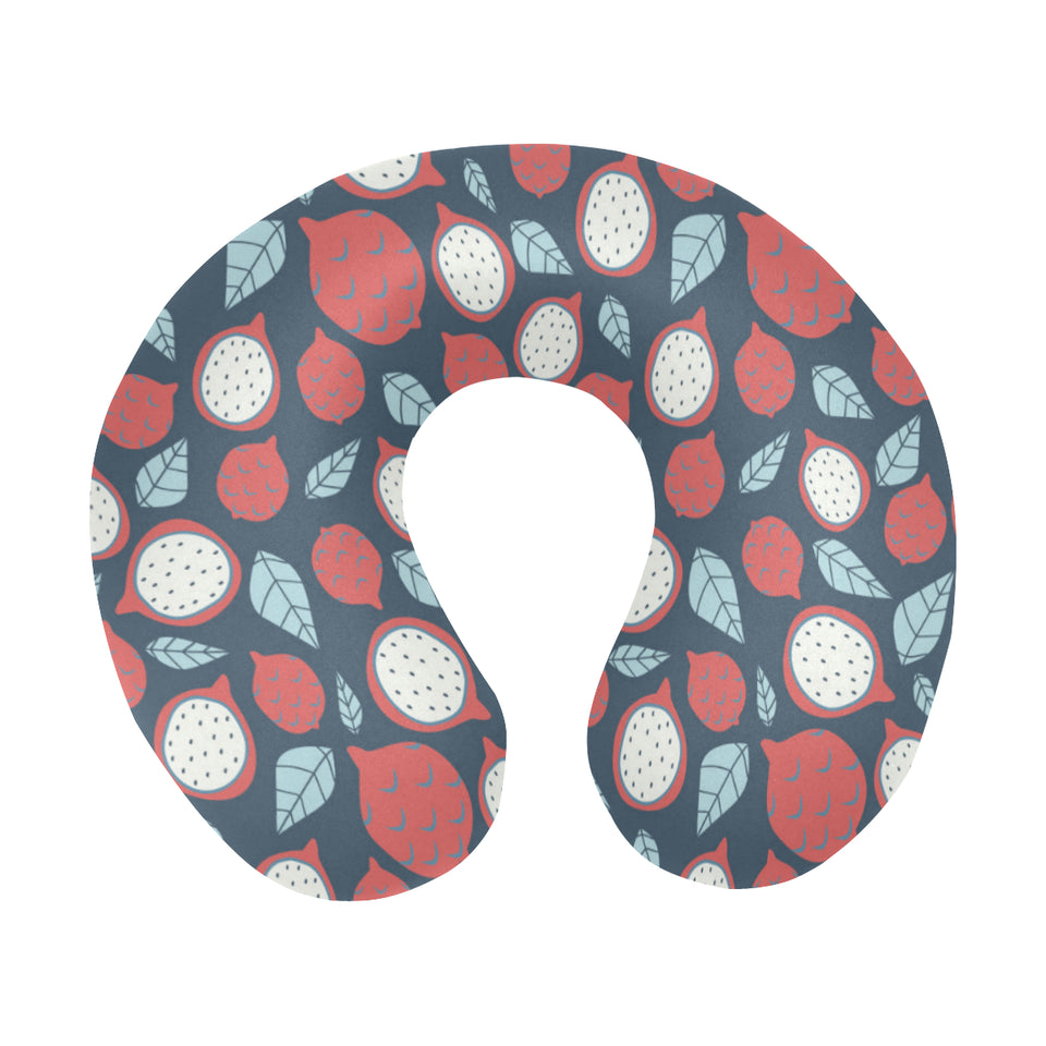dragon fruits dark blue background U-Shaped Travel Neck Pillow