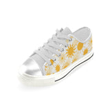 Sun design pattern Women's Low Top Canvas Shoes White