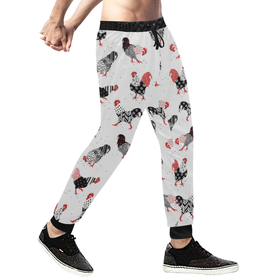 Cool rooster chicken cock floral ornament backgrou Unisex Casual Sweatpants