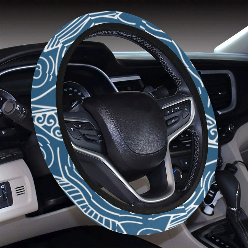 Hand drawn sailboat pattern Car Steering Wheel Cover