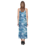 Shark hand drawn V-Neck Open Fork Long Dress