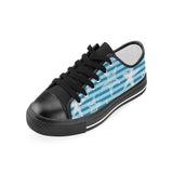 Starfish blue blackground Women's Low Top Canvas Shoes Black