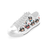 Cute ninja design pattern Men's Low Top Canvas Shoes White